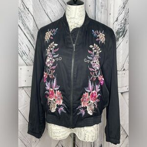 a. moss Floral Embroidered Bomber Jacket S